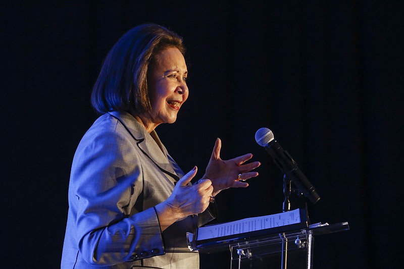 Staff Photo by Dan Henry / The Chattanooga Times Free Press- 3/8/16.Alma Powell, chairwoman of the America's Promise Alliance, appears as the keynote speaker during Odyssey's 7th annual award luncheon at the Chattanooga Convention Center on Tuesday, March 8, 2016. 