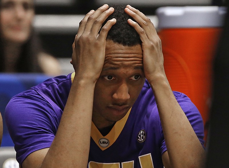 LSU's Tim Quarterman watches the final moments of the Tigers' loss to Texas A&M in the SEC tournament semifinals Saturday in Nashville.
