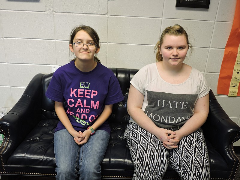 LaFayette Middle School eighth-graders Sam Peters, left, and Breanna Best say they are happy to be able to earn high school credits to help get them ahead.