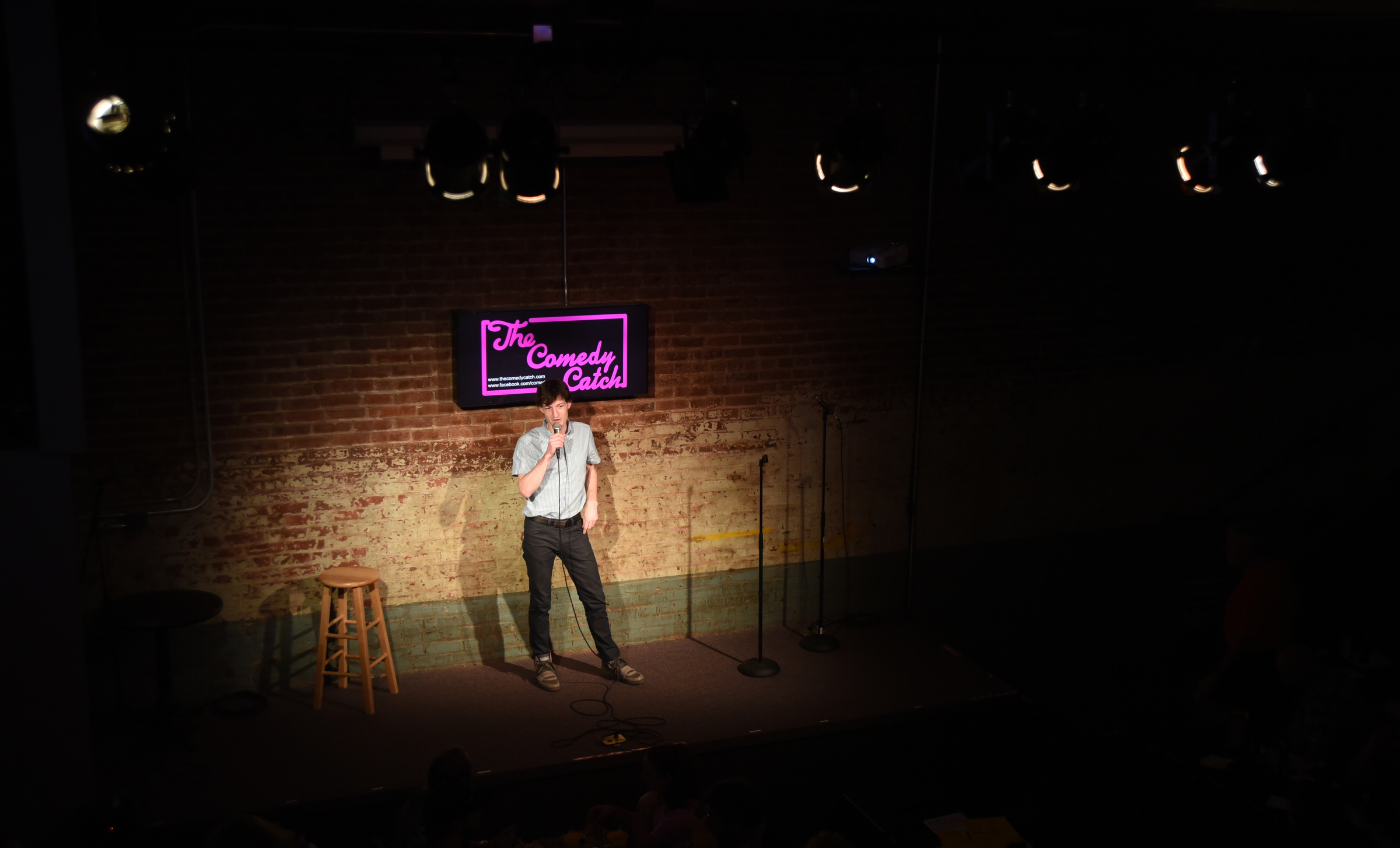 Alex Tanish performs during a competition for local comics Wednesday, March 16, 2016 at Chattanooga's Comedy Catch.