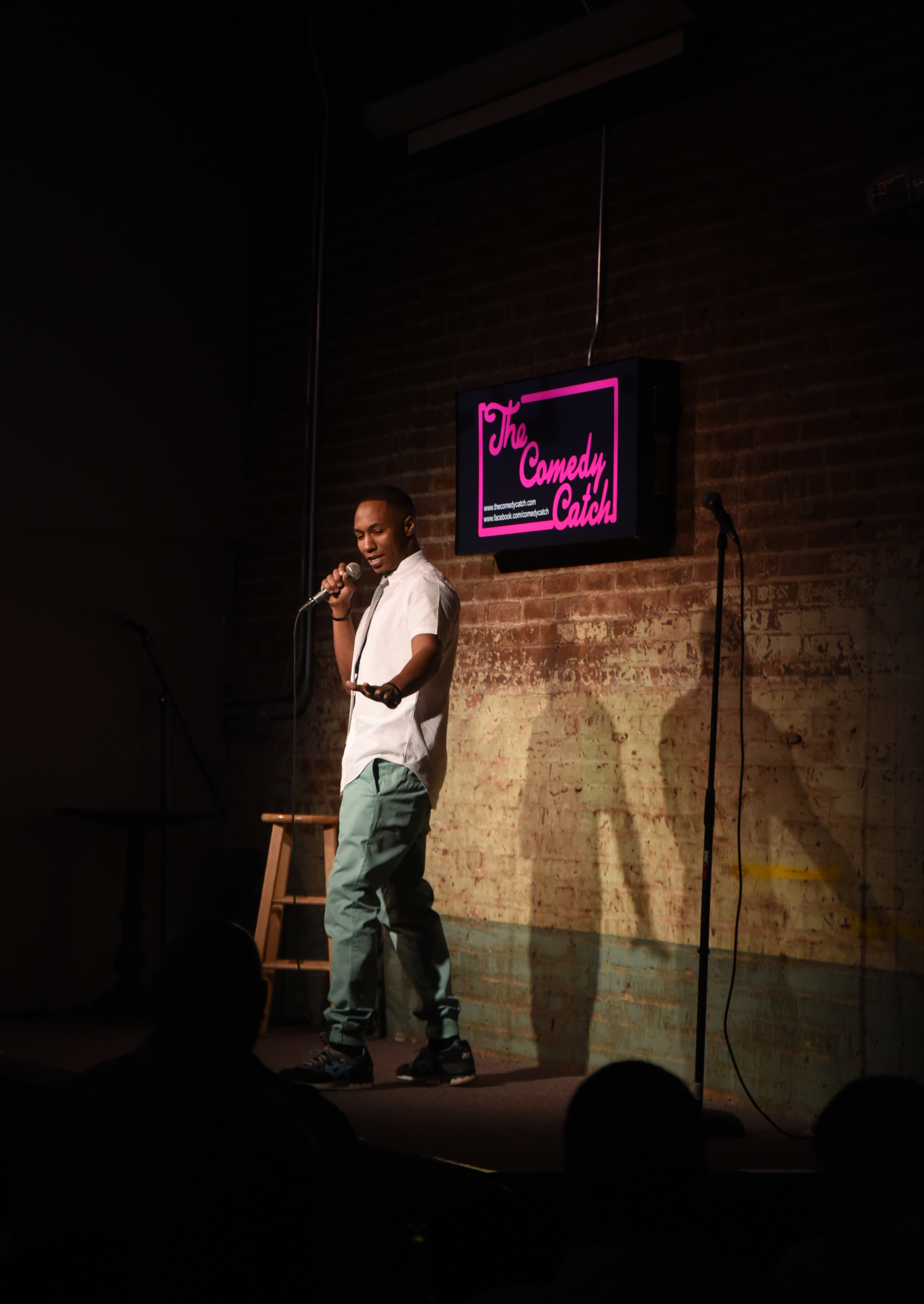 Jeffery Pinkerton performs during a competition for local comics on Wednesday, March 16, 2016 at Chattanooga's Comedy Catch.