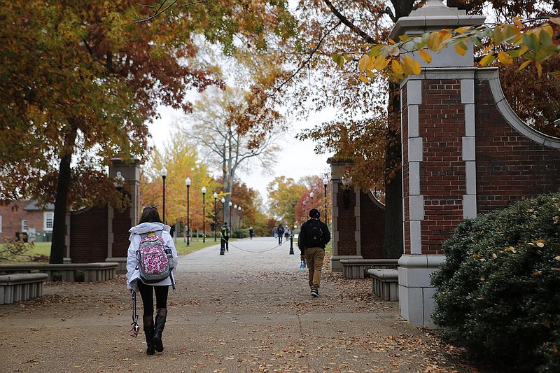 Students walk to class on the campus of the University of Tennessee at Chattanooga in this file photo.