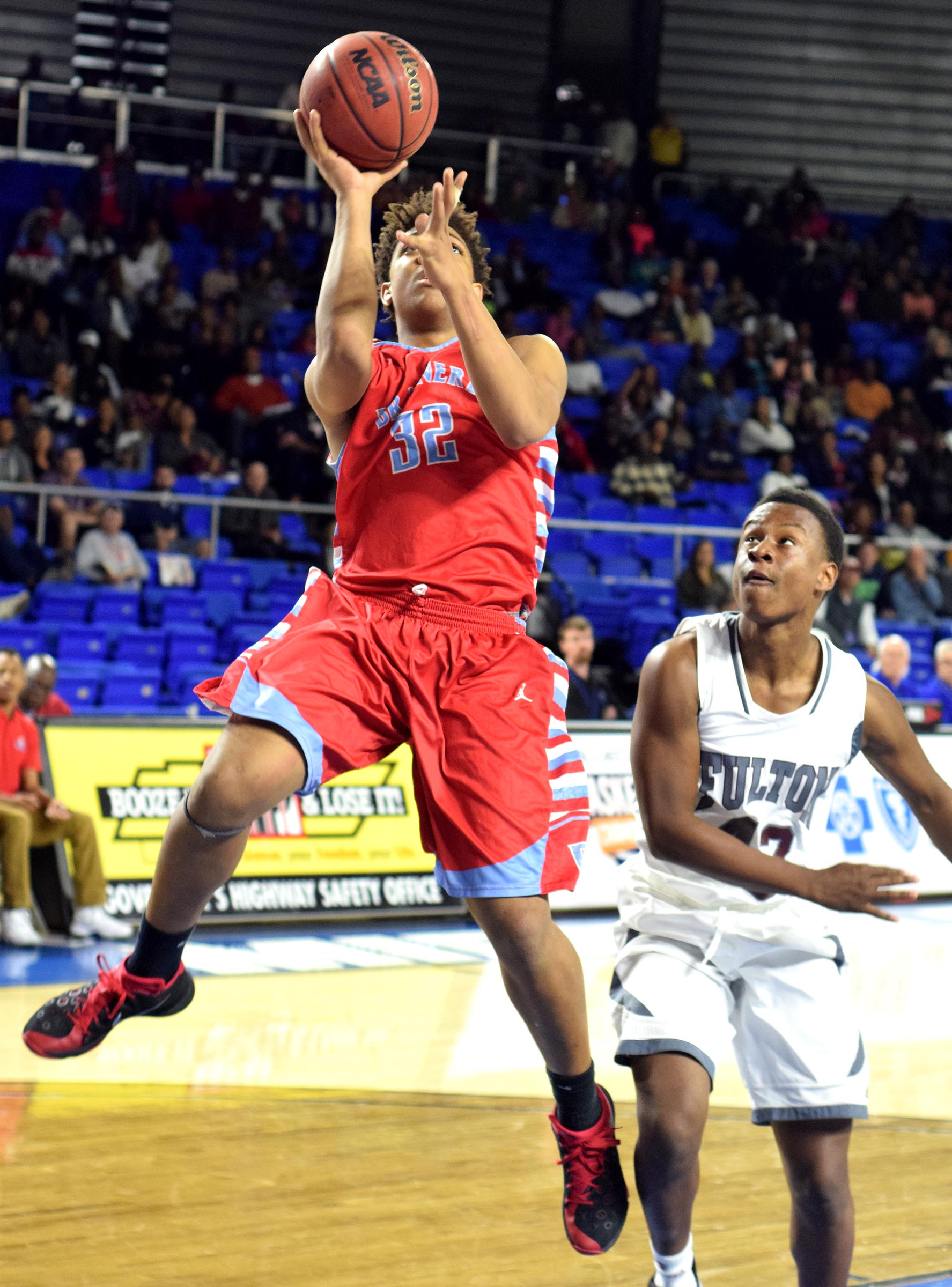Jesse Walker (32) was Brainerd's leading scorer. The Brainerd High Panthers faced the Fulton High Falcons in the TSSAA State Division I Class AA Championship at the Murphy Center on the campus of Middle Tennessee State University in Murfreesboro March 19, 2016.