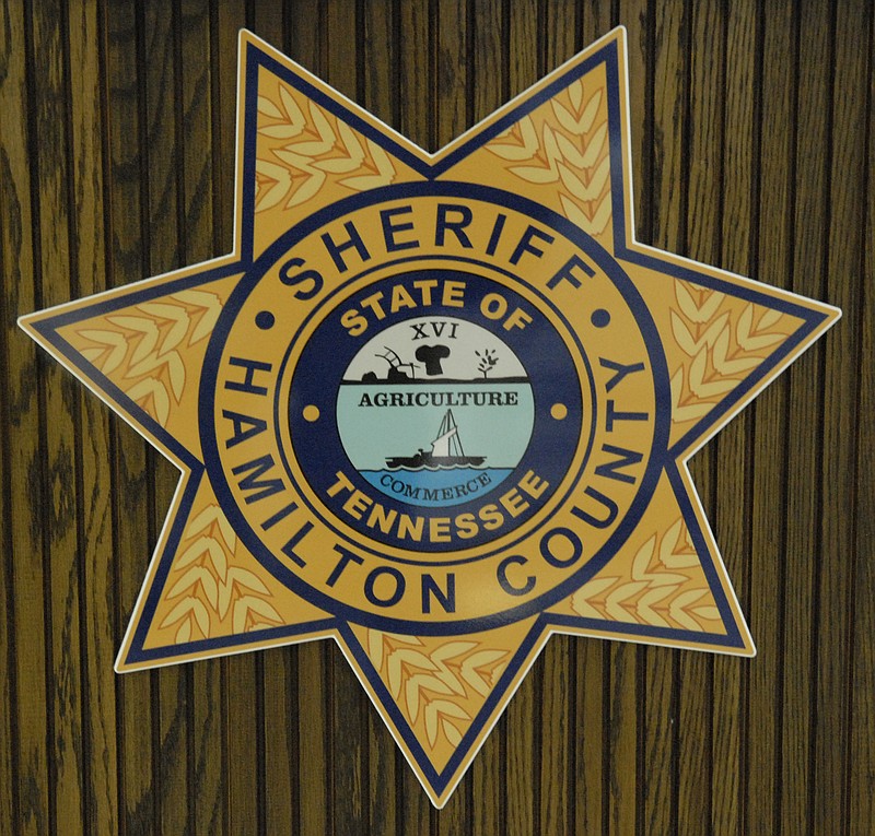 The emblem of the Hamilton County Sheriff's Office is seen at the Hamilton County-Chattanooga Courts Building.