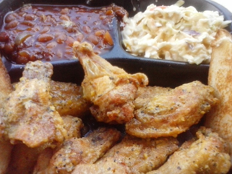 Soul Food Express at 618 E. M.L. King Blvd. offers a variety of home-cooked meats and vegetables, such as lemon pepper wings, baked beans and coleslaw.
