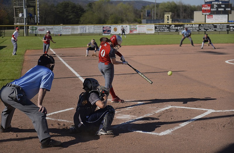 Baylor's Crosby Huckabay drives in two runs to give her team a 3-0 first-inning lead at Soddy-Daisy on Tuesday. Huckabay went 2-for-3 with a home run and four RBIs in the 10-0 five inning victory.