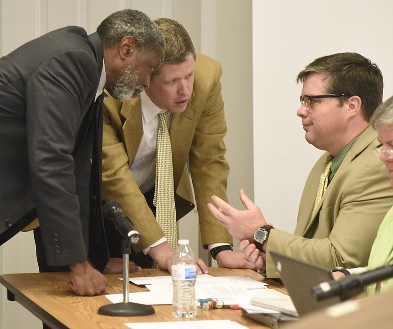 The Hamilton County Schools system is currently in the hands of acting superintendent Dr. Kirk Kelly, left, and assistant acting superintendent Dr. Lee McDade, right, and Hamilton County Board of Education chairman Dr. Jonathan Welch, center.