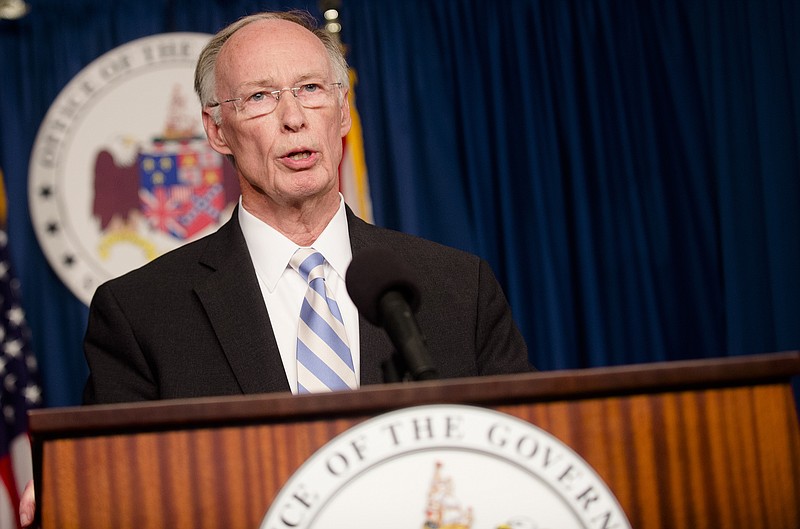 Alabama Gov. Robert Bentley speaks during a news conference Wednesday, March 23, 2016, at the state Capitol in Montgomery, Ala. Bentley admitted Wednesday he made inappropriate remarks to a top female staffer two years ago, but he denied accusations that he had a physical affair. Bentley said during the news conference that he apologized to his family and to the family of the female staff member for the remarks he called "a mistake." (Albert Cesare/The Montgomery Advertiser via AP)