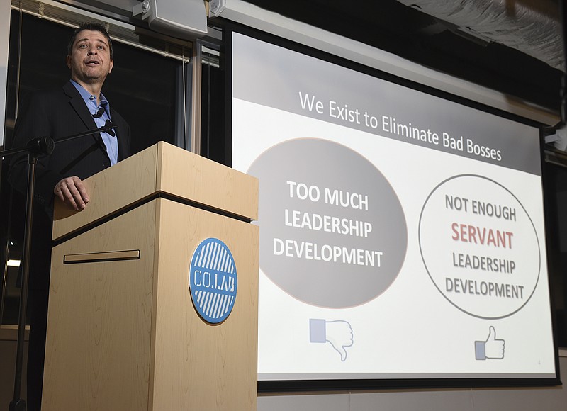 Marcel Schwantes, founder of Leadership From the Core, speaks at the Company Lab's Pitch Night in late January.