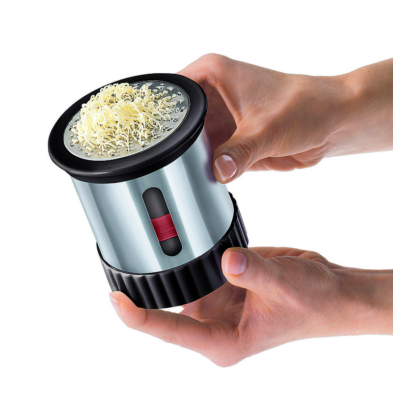 A twist of the knob and the Butter Mill produces small strands of butter that can be easily spread.