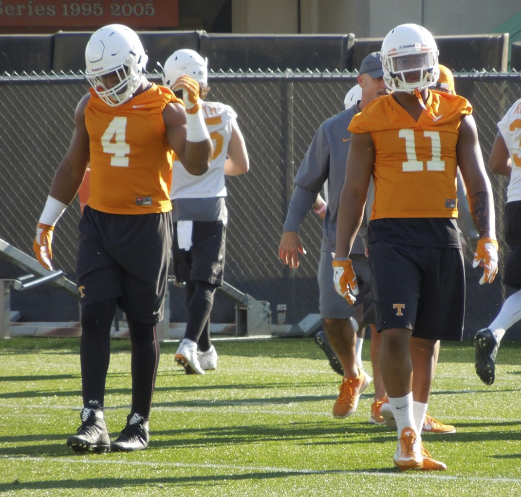 Tennessee defensive linemen LaTroy Lewis, left, and Austin Smith are getting plenty of time during spring practice because of injuries.