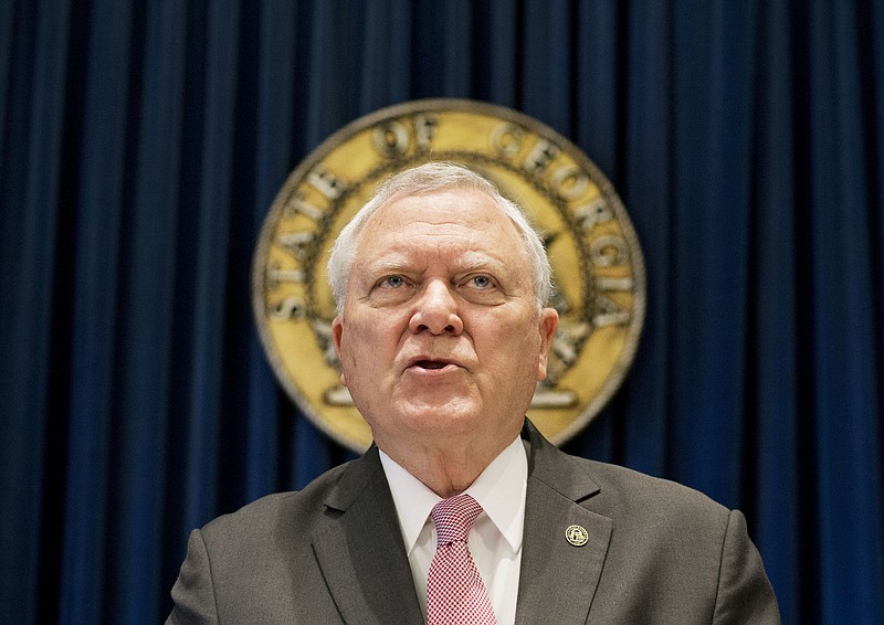 
              Georgia Gov. Nathan Deal speaks during a press conference to announce he has vetoed legislation allowing clergy to refuse performing gay marriage and protecting people who refuse to attend the ceremonies Monday, March 28, 2016, in Atlanta. The Republican rejected the bill on Monday, saying, "I do not think that we have to discriminate against anyone to protect the faith-based community in Georgia."  (AP Photo/David Goldman)
            