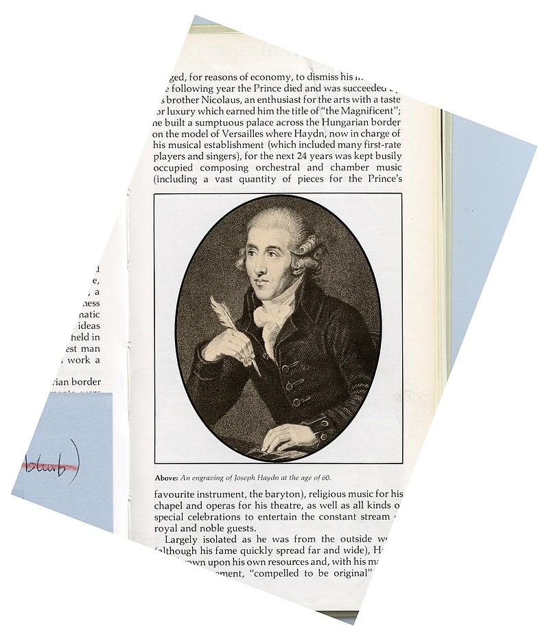 Composer Joseph Haydn will be represented by Symphony No. 83 in G Minor in Sunday's Chamber Music Series by the Chattanooga Symphony & Opera. Other works are by his brother Michael Haydn and Wolfgang Amadeus Mozart.