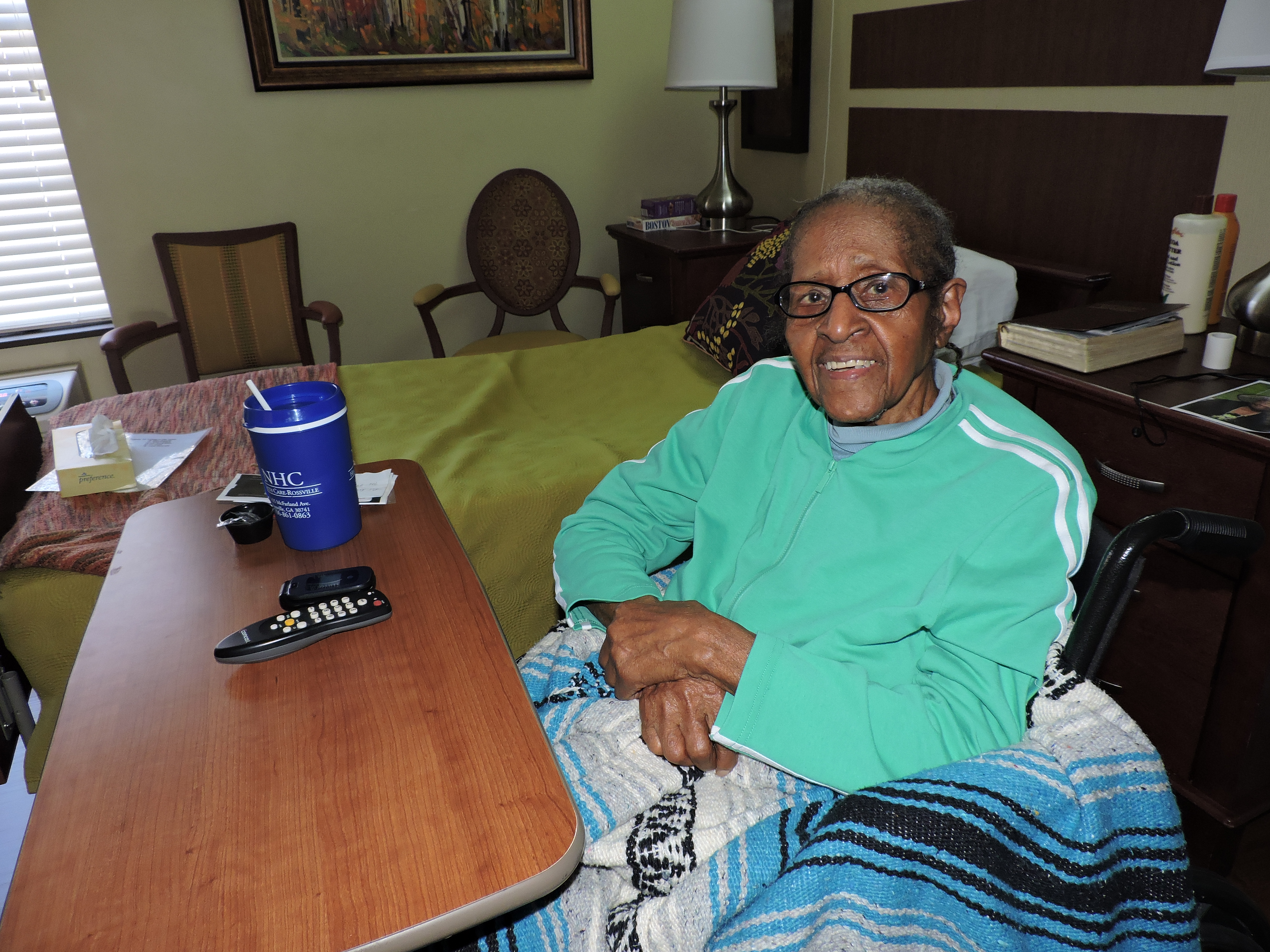 Francis Thomas is temporarily residing at NHC Rossville while she undergoes physical therapy. Typically, Thomas, is taken care of by one of her three children, Tony.