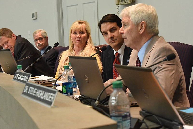 From left are Hamilton County School Board members Dr. Jonathan Welch, Superintendent Rick Smith, Donna Horn, Dr. Greg Martin and Joe Galloway.