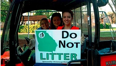 Anna Haney, in front, is battling cancer and the city of Chickamauga is honoring her through this year's cleanup effort.