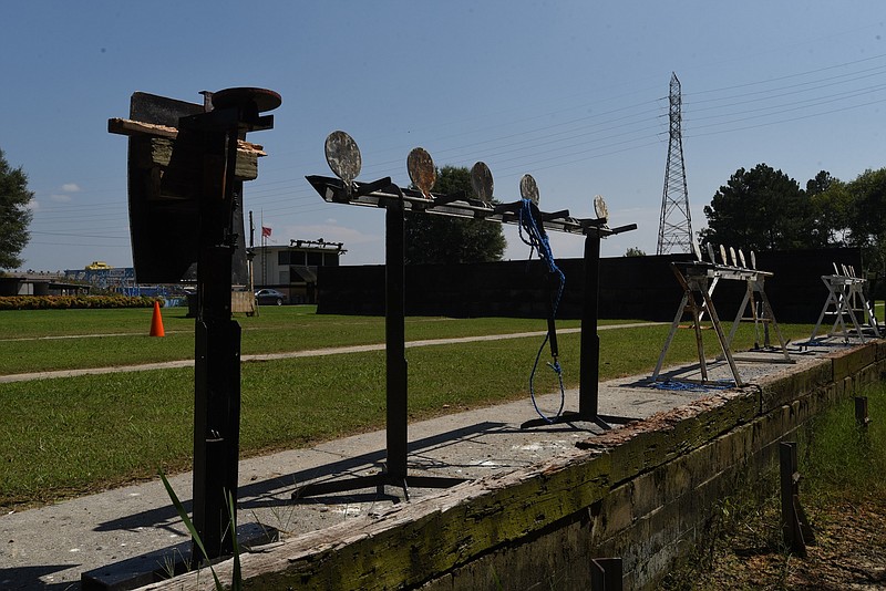 Targets once powered by electricity, no longer move Thursday, September 3, 2015 at the police firing range on Moccasin Bend Road.