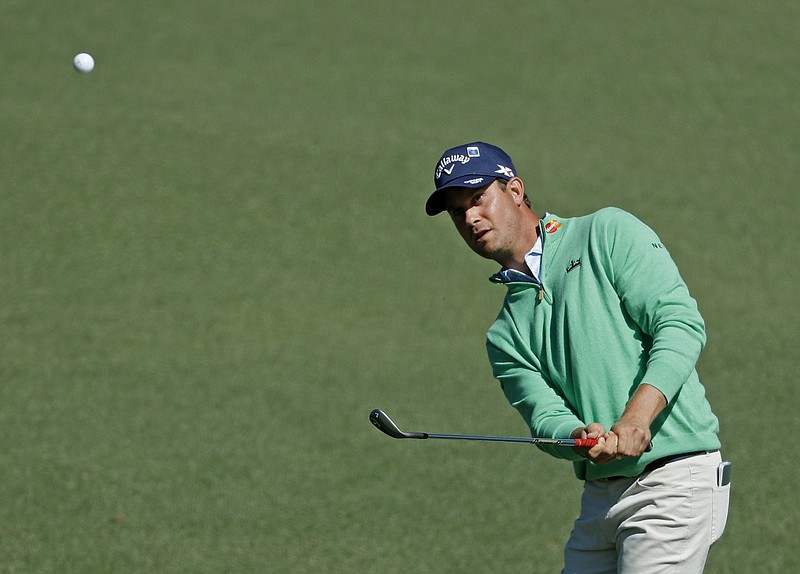 Former Baylor School and University of Georgia golfer Harris English chips to the second green during Thursday's first round of the Masters.
