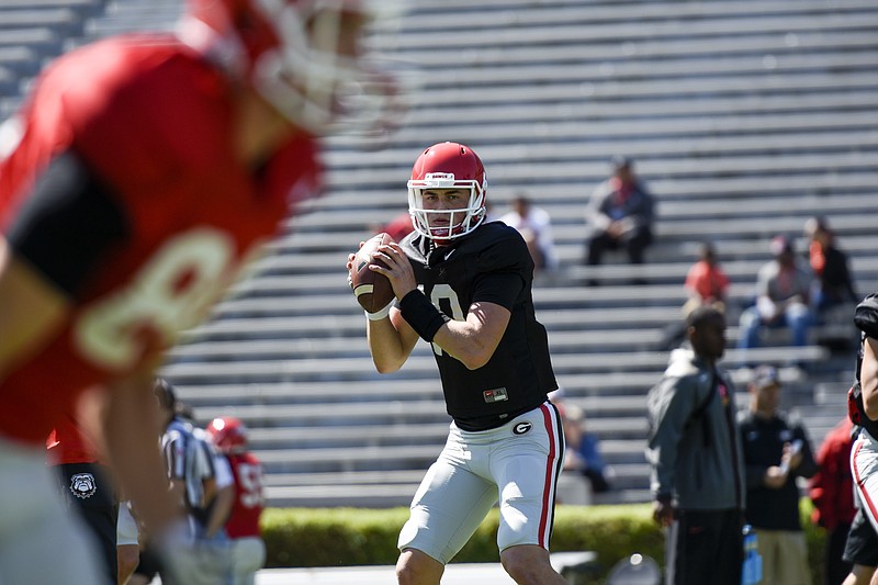 Georgia freshman quarterback Jacob Eason worked with the second- and third-team offenses for a second consecutive scrimmage Saturday afternoon in Athens.