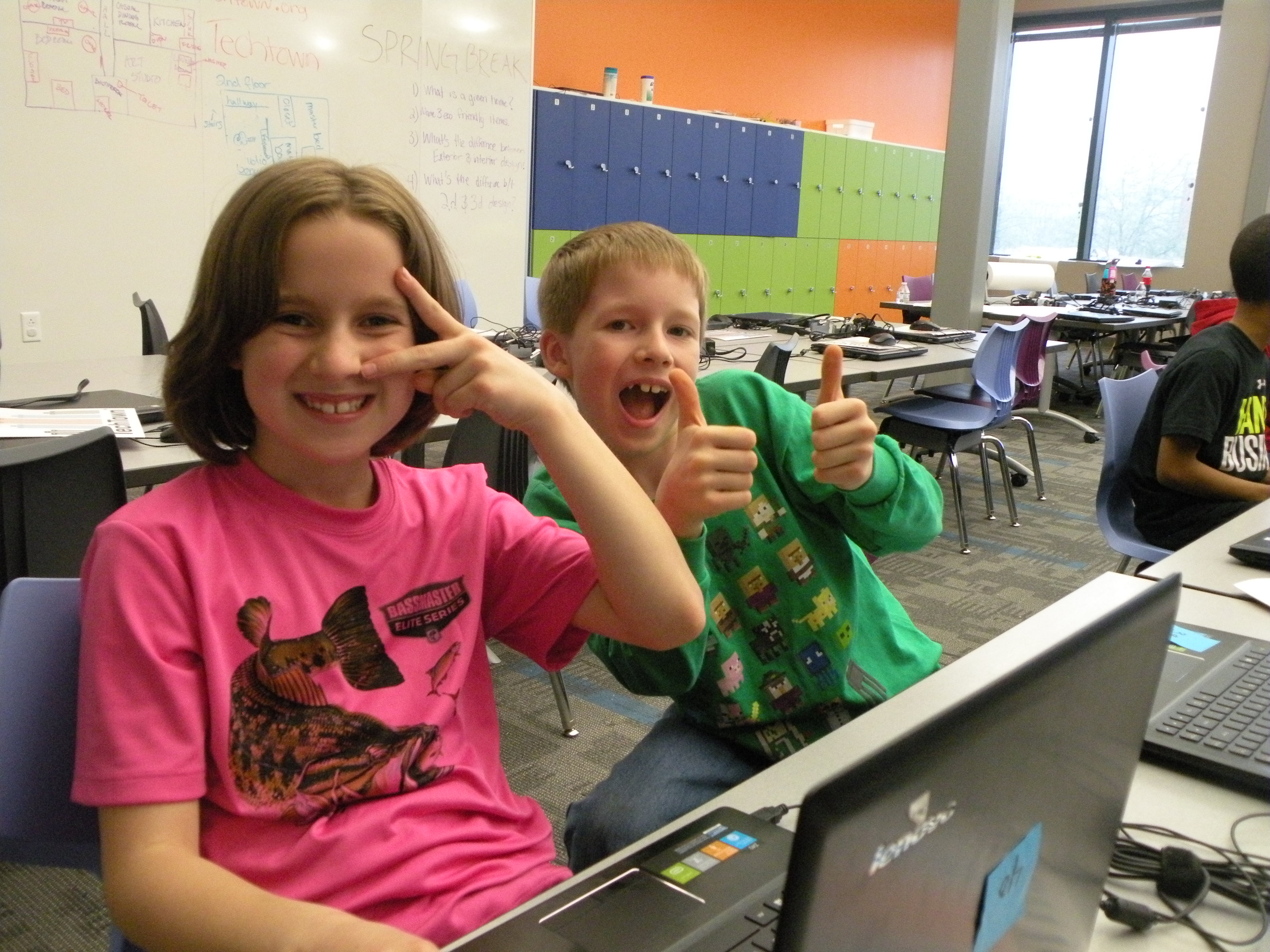 Cassie and Dale Smith have fun while learning about technology.