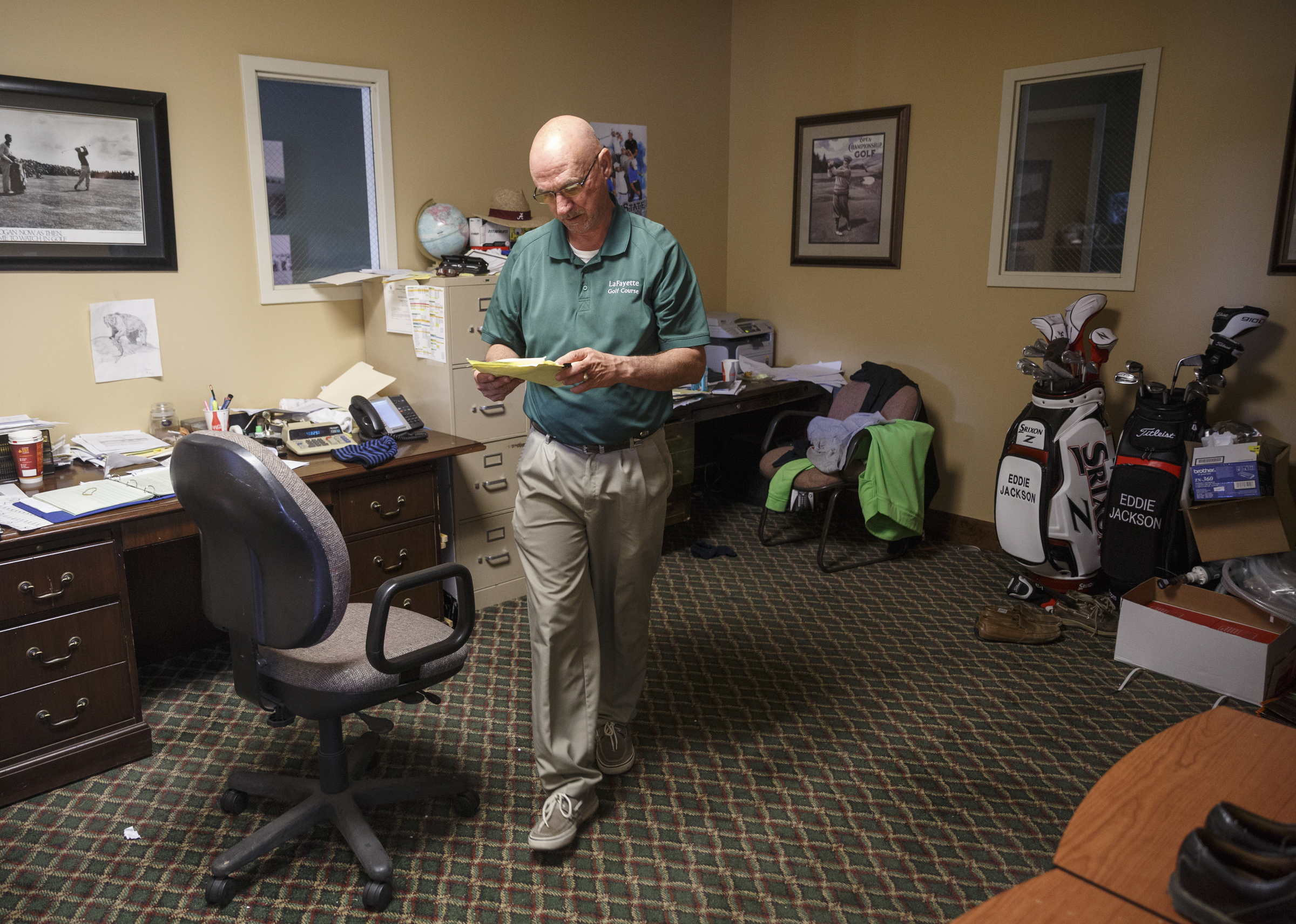 Club pro Eddie Jackson walks out of his office at the LaFayette Municipal Golf Course on Friday, April 8, 2016, in Chattanooga, Tenn. The course has been losing about $150,000 a year since 1998.