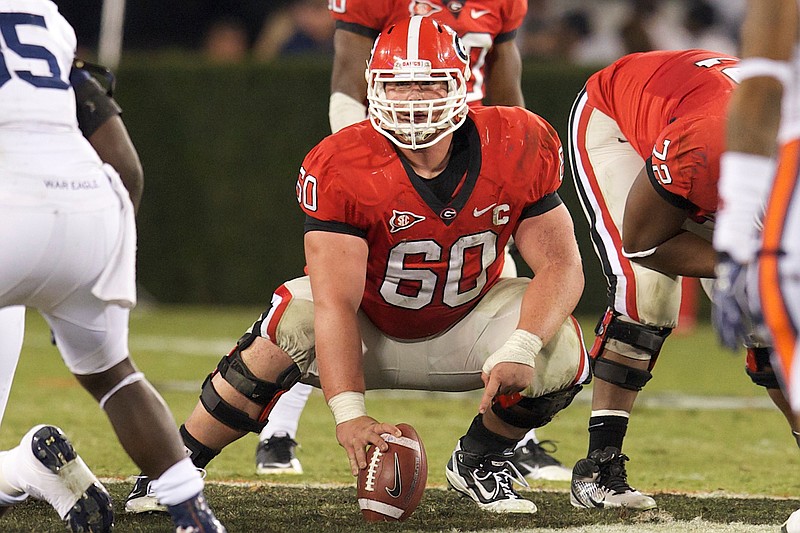 Former Georgia center Ben Jones, who started all four seasons from 2008 to 2011, visited a Bulldogs practice under new coach Kirby Smart and liked what he saw.