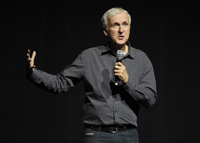 
              Director James Cameron addresses the audience during the 20th Century Fox presentation at CinemaCon 2016, the official convention of the National Association of Theatre Owners (NATO), at Caesars Palace on Thursday, April 14, 2016, in Las Vegas. (Photo by Chris Pizzello/Invision/AP)
            