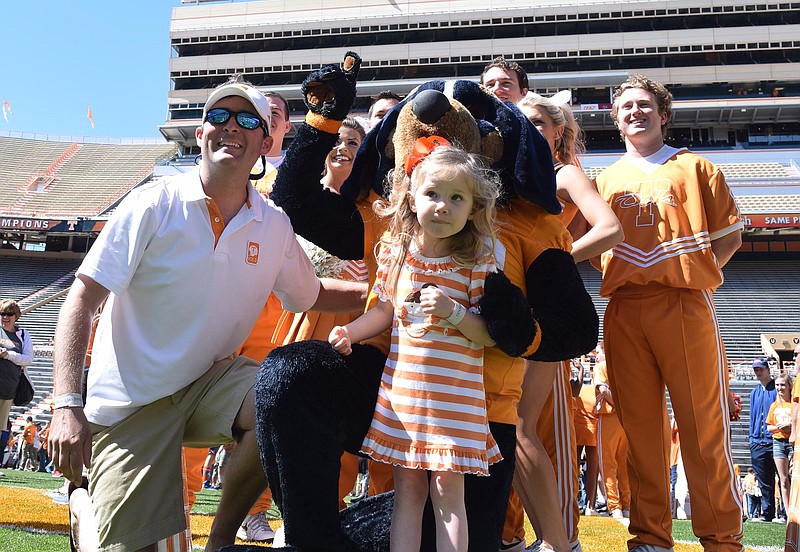 Cheerleaders and mascots were also available for photos during UT Fan Day.  The University of Tennessee Orange/White Spring Football Game was held at Neyland Stadium in Knoxville on April 16, 2016.