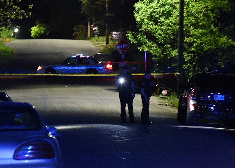 Chattanooga police investigate in the 1500 block of Arlington Avenue on Monday night following reports of shots fired in the area.