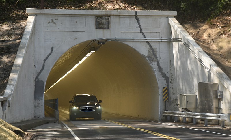 Vehicles travel Monday, April 4, 2016 through the Wilcox Tunnel. The tunnel was recently reopened to traffic after renovations.