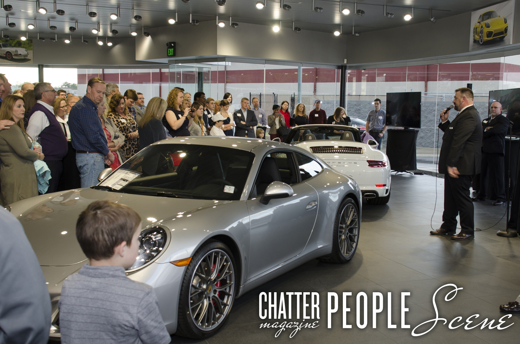Jon Lancaster addresses the crowd at the 2017 Porsche 911 reveal