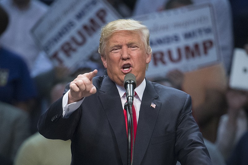 
              FILE - In this April 18, 2016 file photo, Republican presidential candidate Donald Trump speaks during a campaign stop in Buffalo, N.Y. Day after day, the candidates for president wake up, brush their teeth and pump themselves up to say the same thing they did yesterday. Most of what they say won't make the evening news, or get tweeted or repeated. But that spiel they repeat, with variations, to audience after audience in state after state, is a campaign essential.
Lo, the lowly stump speech. (AP Photo/John Minchillo, File)
            