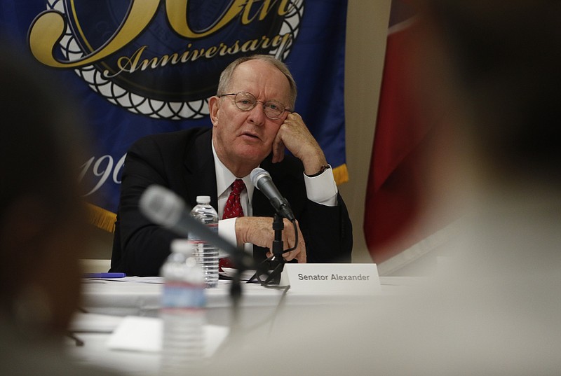 U.S. Sen. Lamar Alexander (R-Tenn.) participates in a roundtable discussion at Chattanooga State Community College last fall.