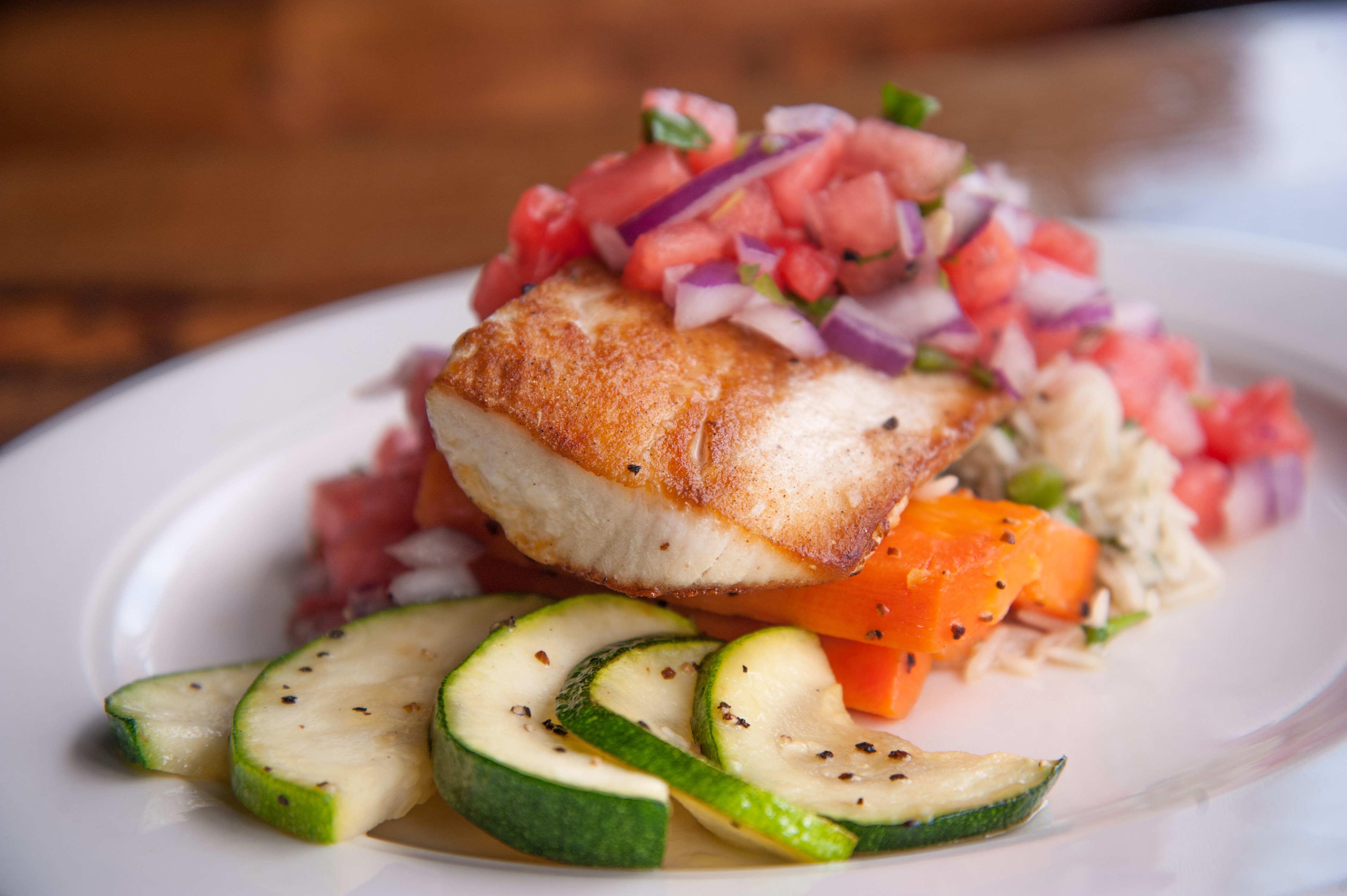 Pan-seared mahi mahi with watermelon salsa