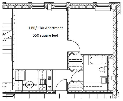 Floorplans of units for rent at The 300, a 10-story apartment building at 300 W. Sixth St. in downtown Chattanooga that offers 112 "New York-style" studio and one-bedroom apartments that range in size from 375 to 750 square feet.