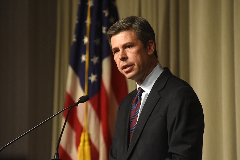 Mayor Andy Berke speaks Monday, April 25, 2016 during the State of the City address at the Chattanoogan.