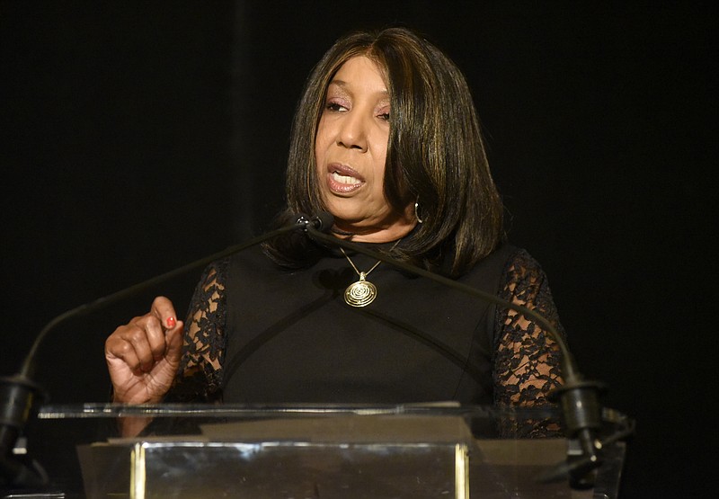 Carolyn Hardy delivers the keynote speech at the Urban League of Greater Chattanooga's 4th annual Entrepreneur Power Luncheon at the Chattanoogan Hotel on Tuesday, Apr. 26, 2016, in Chattanooga, Tenn. 