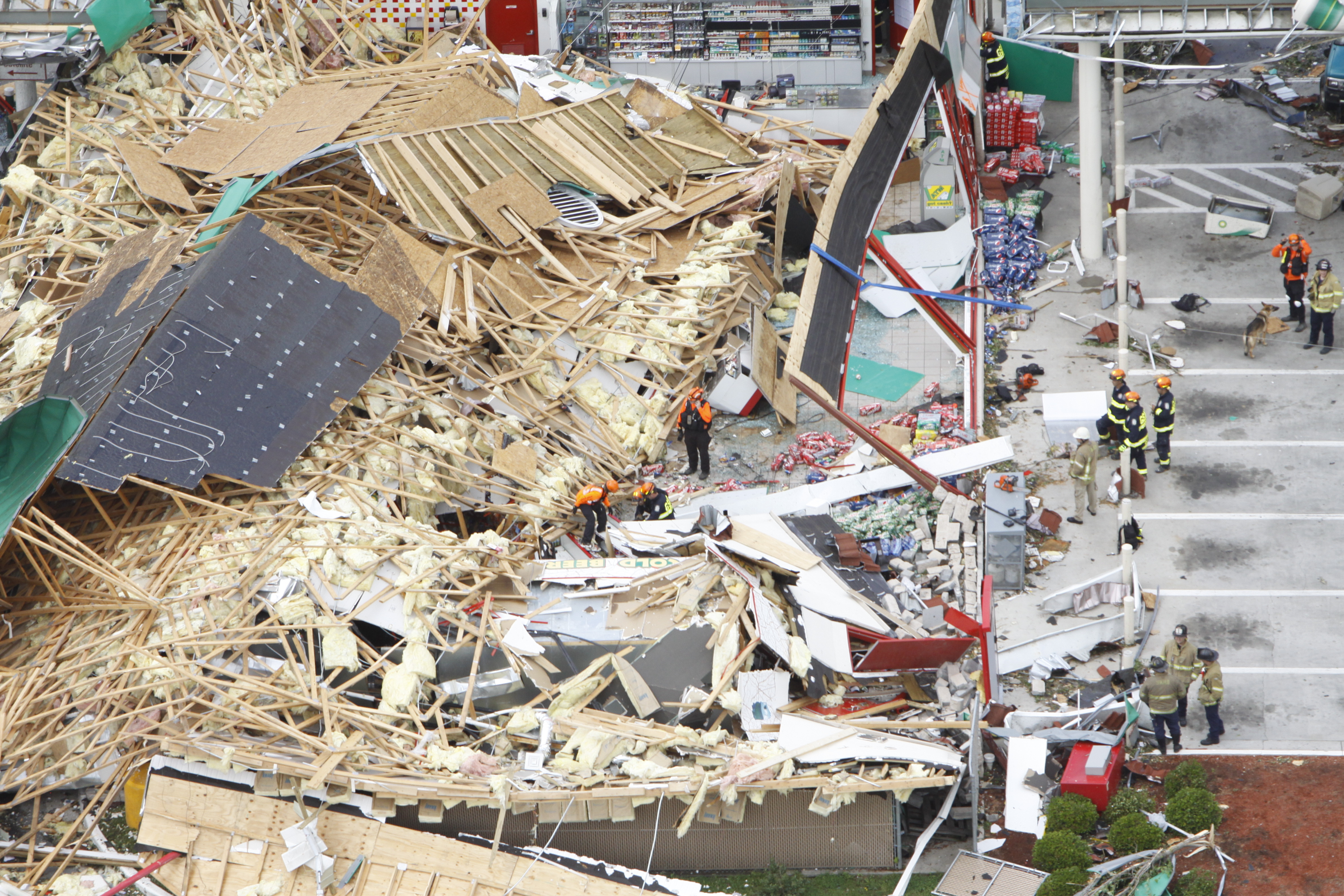 Staff photo by Dan Henry/Chattanooga Times Free Press - April 28, 2011. Emergency personnel perform search and rescue efforts at the former BP gas station in downtown Ringgold, Ga., after overnight storms produced what is thought to be numerous tornadoes which touched down throughout the North Georgia and Chattanooga area Wednesday evening.