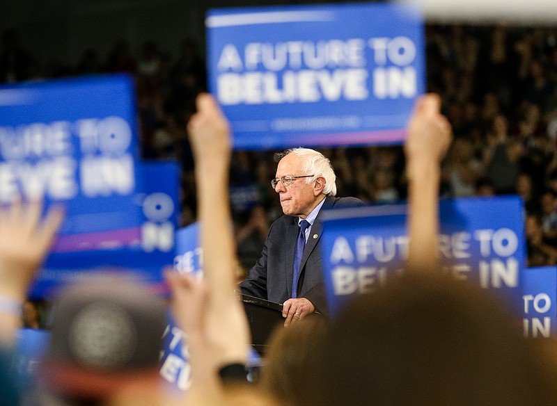 
              Democratic presidential candidate Bernie Sanders, I-Vt., speaks during a rally on Tuesday, April 26, 2016, Huntington, W.Va. (Sholten Singer/The Herald-Dispatch via AP) MANDATORY CREDIT
            