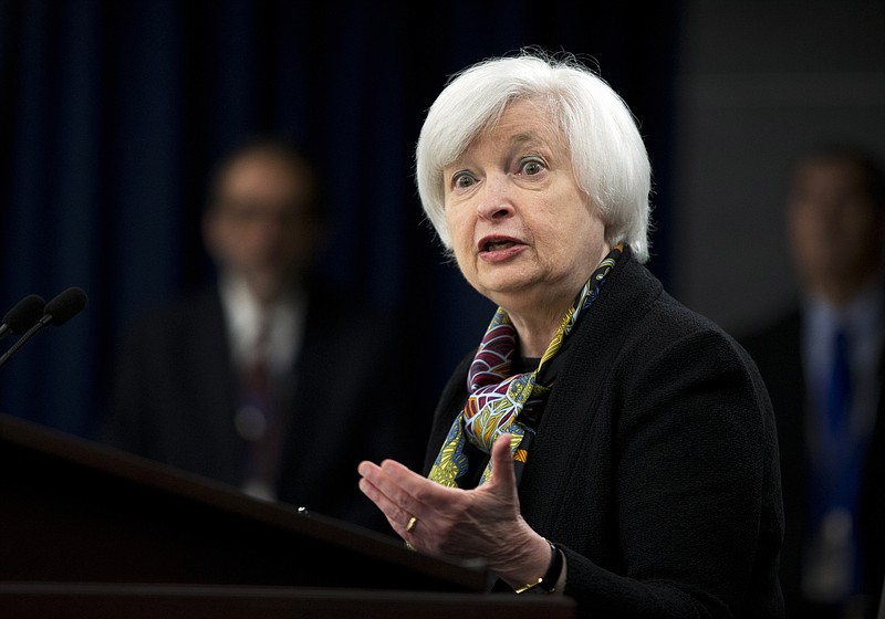 In this Wednesday, March 16, 2016, file photo, Federal Reserve Chair Janet Yellen speaks during a news conference after the Federal Open Market Committee meeting in Washington.