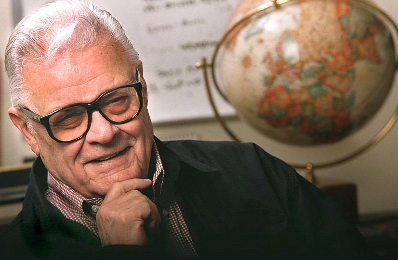 
              In this 1999 photo, Blackie Sherrod poses for a photo in Texas for a story on him at the time of his 80th birthday. Sherrod, the longtime Texas sports writer revered for his dry wit, died Thursday, April 28, 2016, at his Dallas home after a week in hospice care, wife Joyce Sherrod told The Dallas Morning News. He was 96. (Jim Mahoney/The Dallas Morning News via AP) MANDATORY CREDIT
            