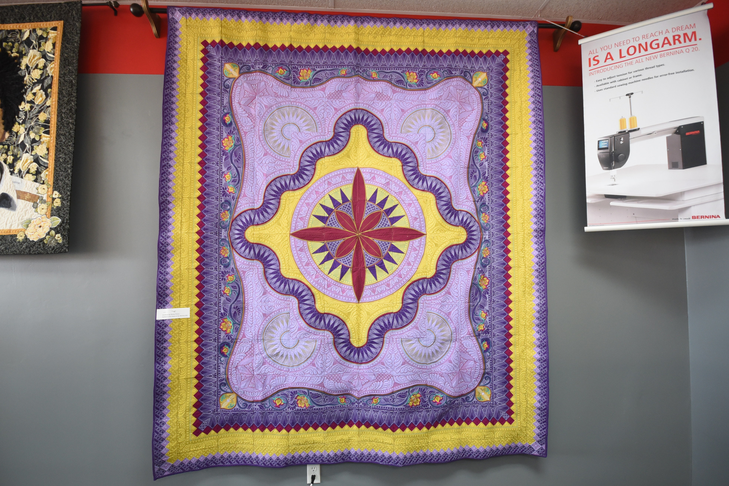"Jacobean," a quilt by Shirley Prince, was created on a sewing machine.