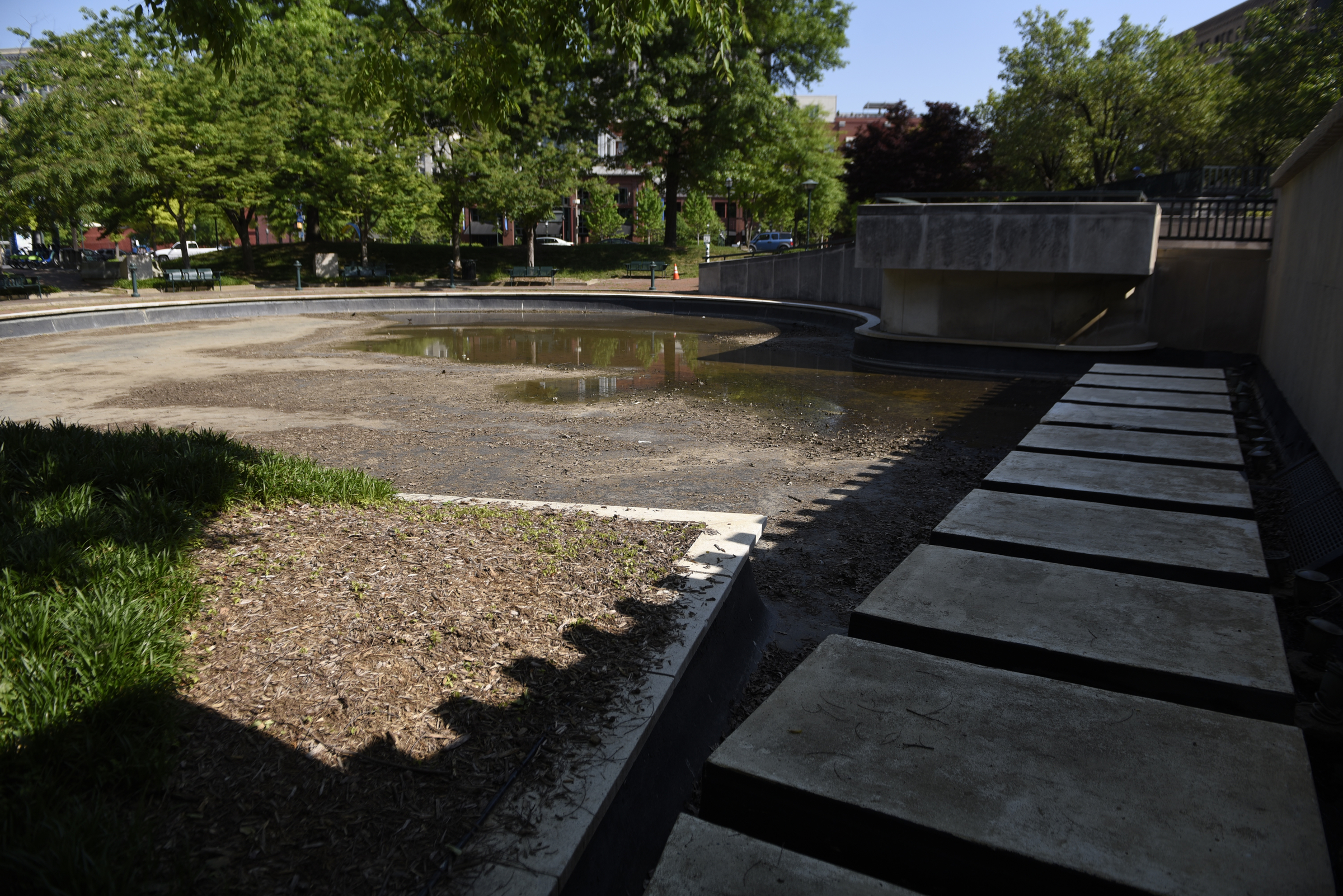 Drained of water, the pool at Miller Park is photographed on Wednesday, Apr. 27, 2016, in Chattanooga, Tenn.