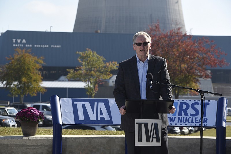 TVA president and CEO Bill Johnson announces last October that TVA had received an operating license from the Nuclear Regulatory Commission for the Unit 2 reactor at the Watts Bar Nuclear Plant. TVA said Tuesday the reactor should begin producing power by this summer.
