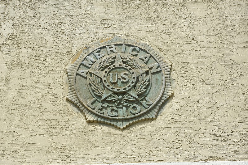 The logo on the exterior of American Legion Post 62 in downtown South Pittsburg.