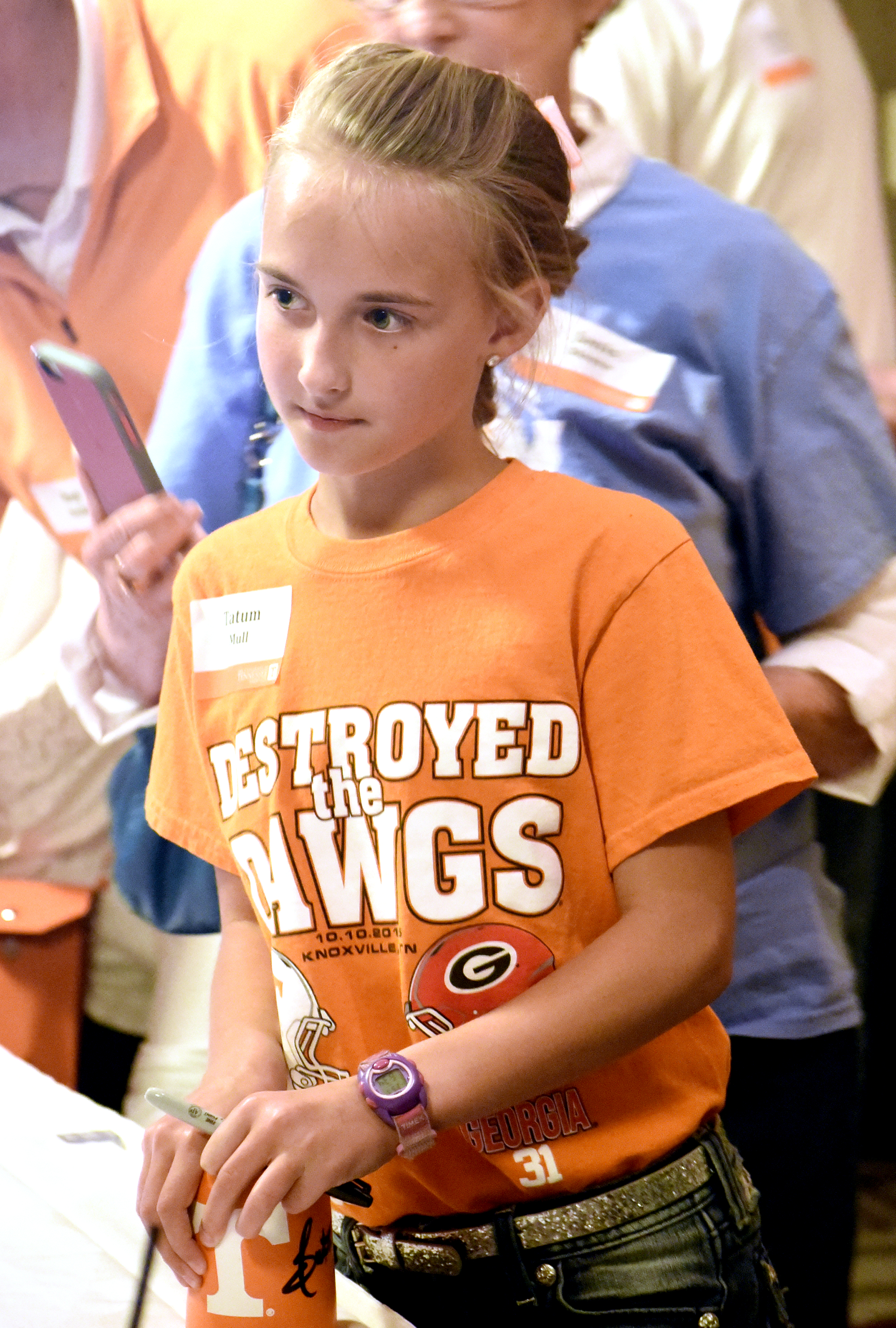 Tatum Mull waits in line for autographs.  The University of Tennessee Big Orange Caravan rolled into town at the Chattanoogan on Thursday May 5, 2016.
