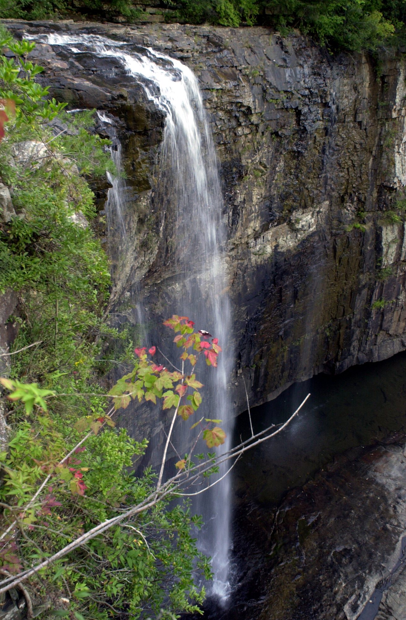 Lula Lake Falls tumbles off the escrapement of Lookout Mountain, as the waters of Rock Creek make their way to Chattanooga Valley.