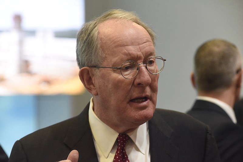 U.S. Senator Lamar Alexander speaks in Charleston, Tenn., at Wacker's grand opening ceremony for their new $2.5 billion plant in April 2016. 