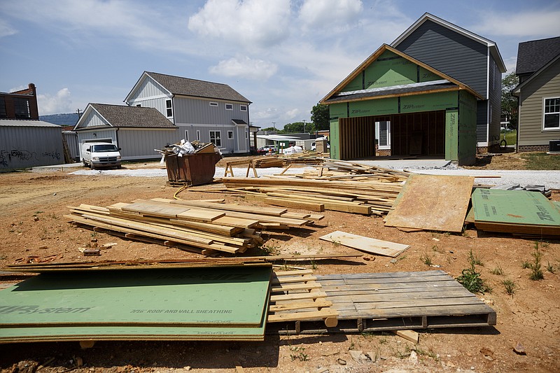 Homes are seen under construction along Park Avenue off of Main Street on Thursday, May 12, 2016, in Chattanooga, Tenn.