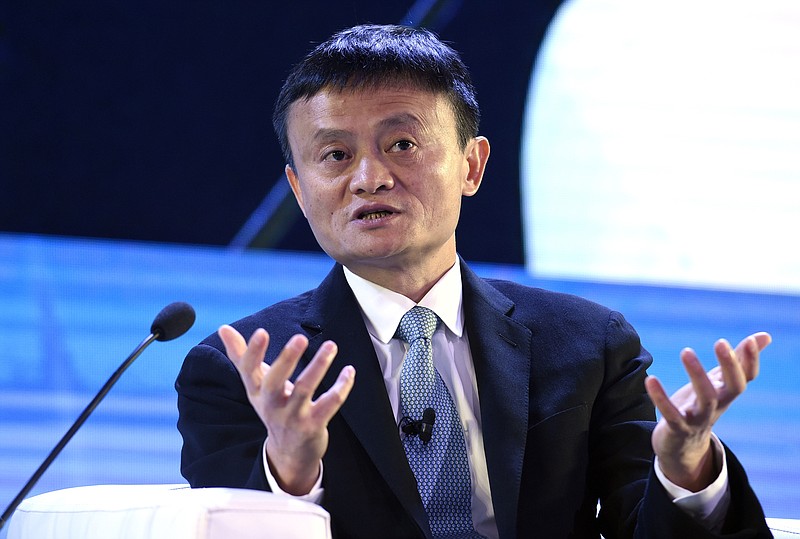 
              FILE - In this Nov. 18, 2015 file photo, Alibaba founder Jack Ma speaks at the CEO Summit, attended by 800 business leaders from around the region representing U.S. and Asia-Pacific companies, in Manila, Philippines, ahead of the start of the Asia-Pacific Economic Cooperation summit. Jack Ma, the head of Chinese e-commerce giant Alibaba, is withdrawing from an anti-counterfeiting convention in Florida just two days before he was scheduled to give the keynote speech. (AP Photo/Susan Walsh, File)
            